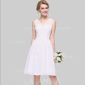 White Chiffon Bridesmaid Dress with Bow(s)